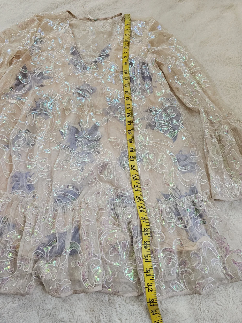 Free People Falling Flowers Irridencent Sequin Mini Dress Size XS